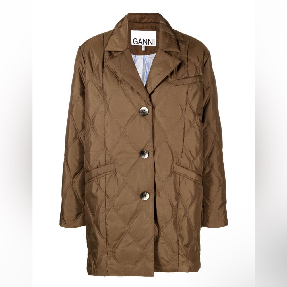 Ganni Women's Diamond-Quilted Oversize Ripstop Jacket